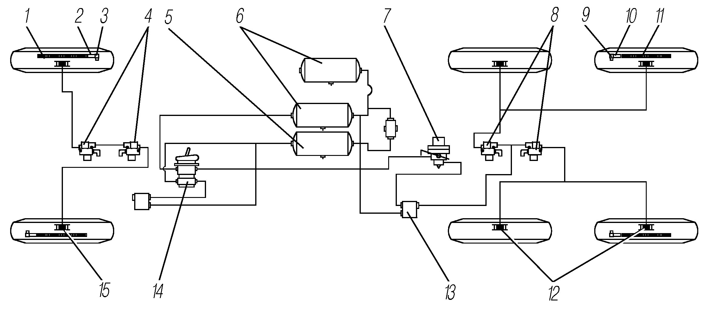Схема АБС типа 4S/4M