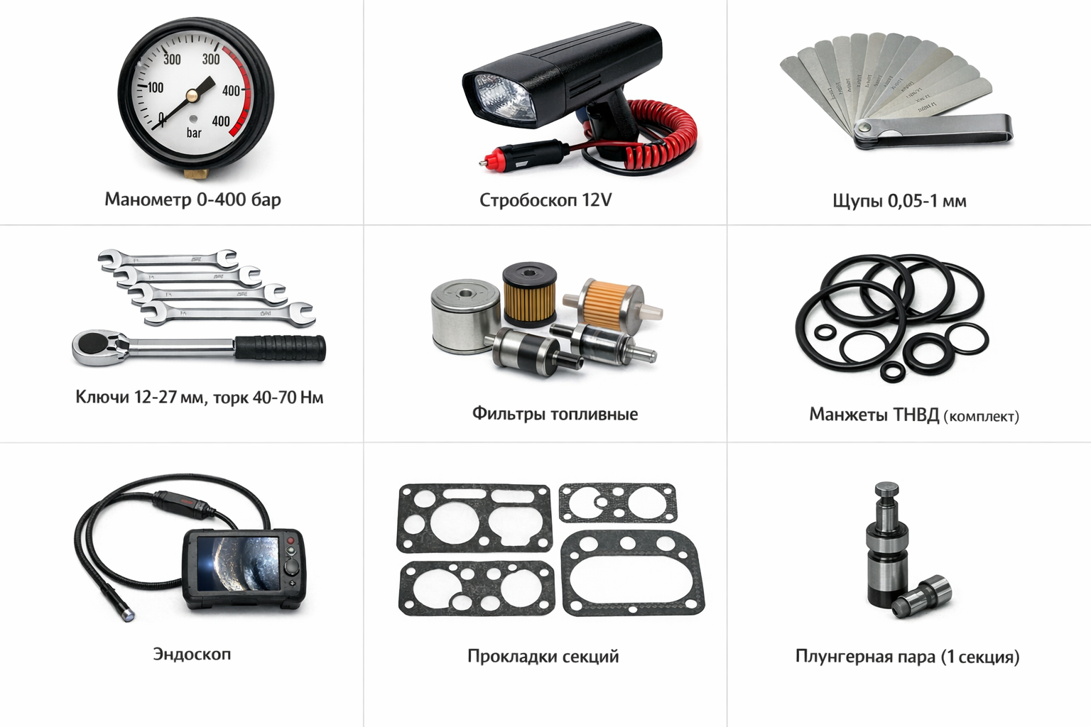 Набор базовых инструментов для диагностики и регулировки ТНВД